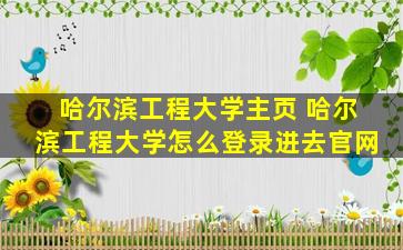 哈尔滨工程大学主页 哈尔滨工程大学怎么登录进去*